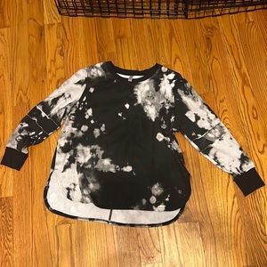 Xhiliration Tie Dye black and white long sleeve sweat shirt, sold as pajama top